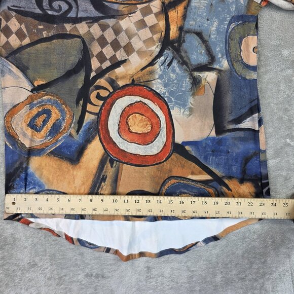 3 Potato Abstract Art Print Shirt Womens M/L Cowl Neck Long Sleeve Boho Stretch - Picture 6 of 9